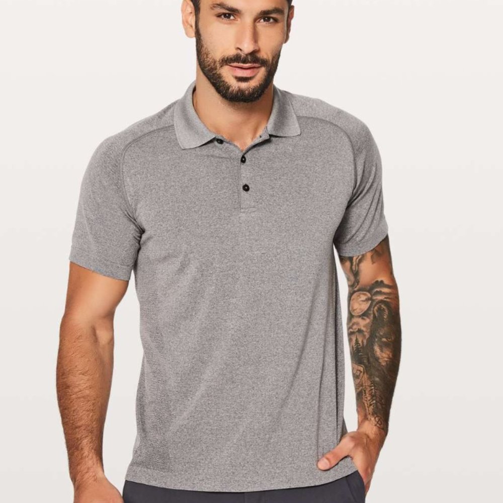 Lululemon Metal Vent Tech Polo Heathered Black Shirt